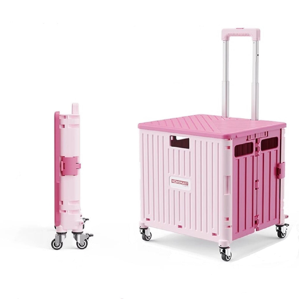 Viviendo Folding Shopping Trolley Portable Grocery Cart Rolling Wheel with Sliding Cover