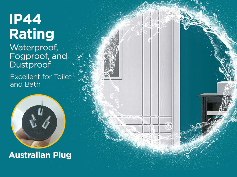 Viviendo Round LED Mirror Anti-Fog Wall Mounted Bathroom Vanity Dimmable LED Light with Touch Switch