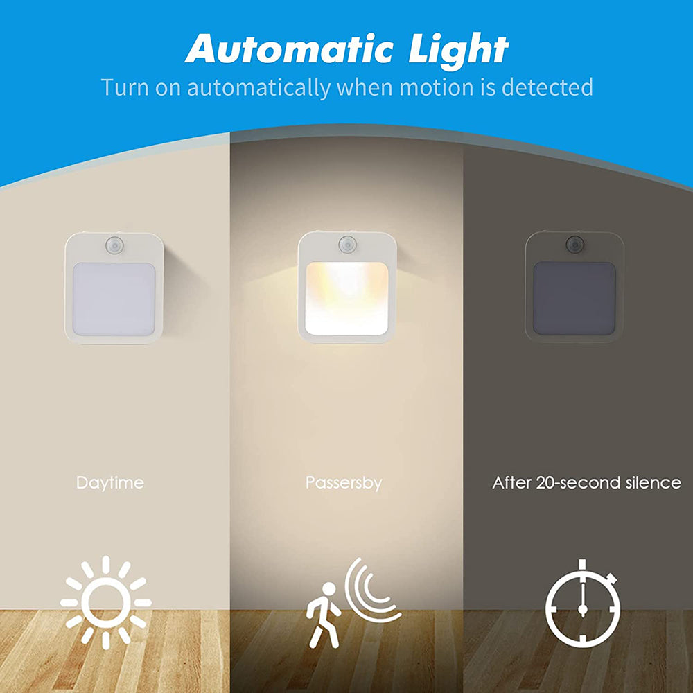 Plug-in Motion Sensor Night Light with Dusk-to-Dawn Sensor & Stepless Dimming