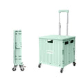 Viviendo 65L Foldable Shopping Trolley Cart Portable Grocery Basket Rolling Wheel with Top Cover