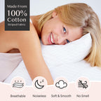 Faunna 600TC 100% Cotton Pillow Protectors Oeko-TEX, Silent Zipper, Hotel-Grade, White