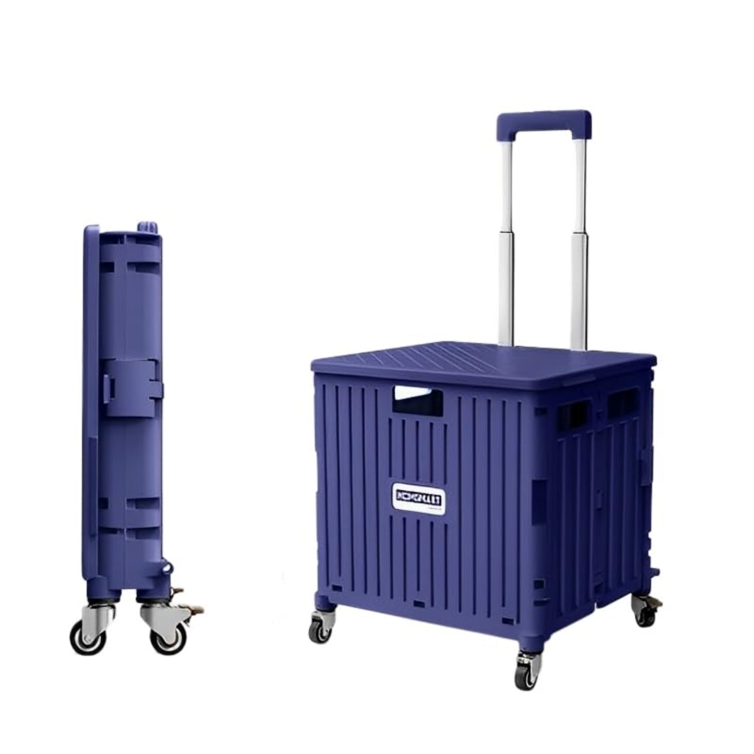 Viviendo 65L Foldable Shopping Trolley Cart Portable Grocery Basket Rolling Wheel with Top Cover