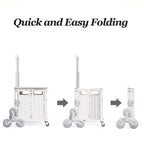 Viviendo 65L Foldable Shopping Trolley Cart Portable Grocery Basket Climbing Wheel with Top Cover