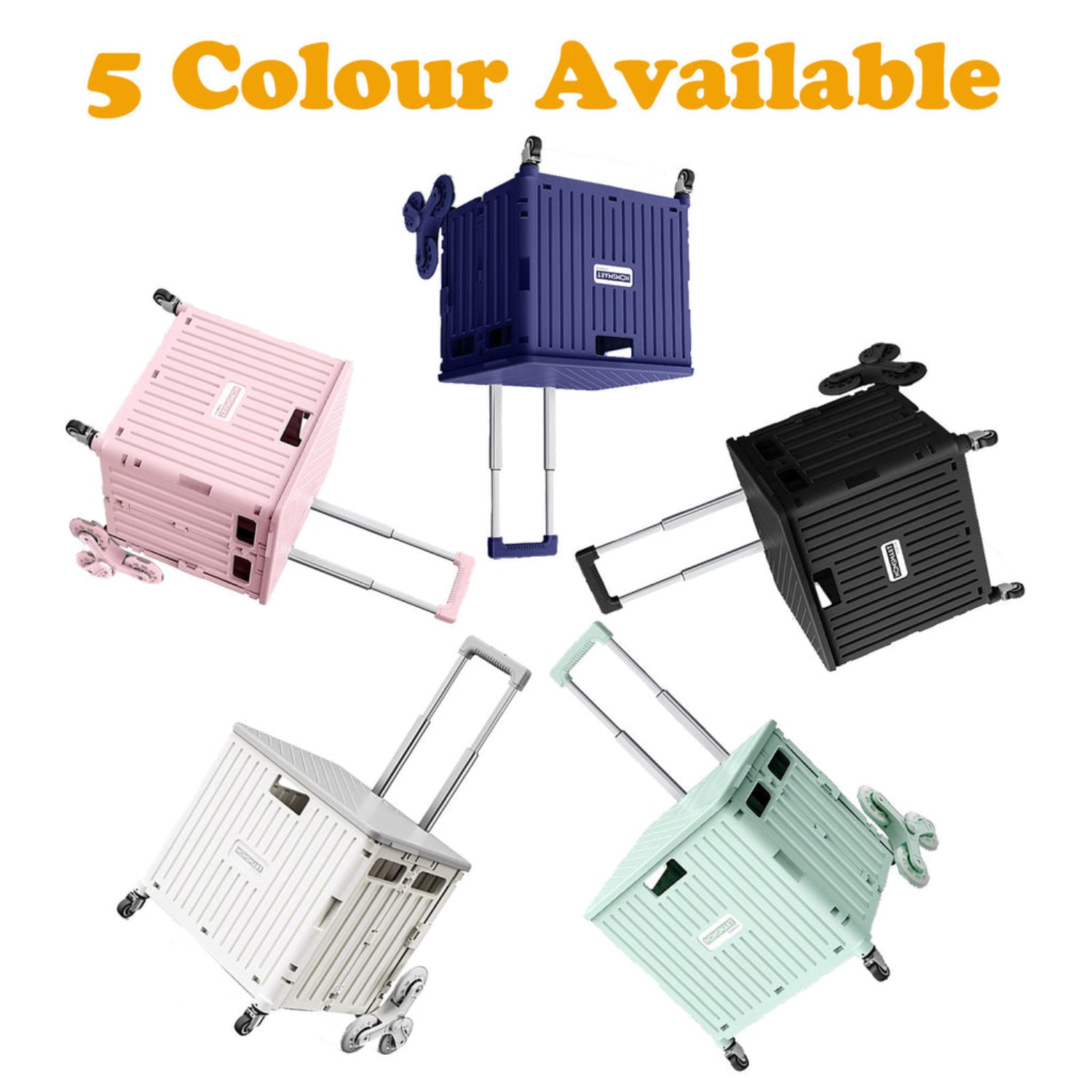 Viviendo 65L Foldable Shopping Trolley Cart Portable Grocery Basket Climbing Wheel with Top Cover