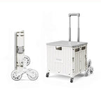 Viviendo 65L Foldable Shopping Trolley Cart Portable Grocery Basket Climbing Wheel with Top Cover