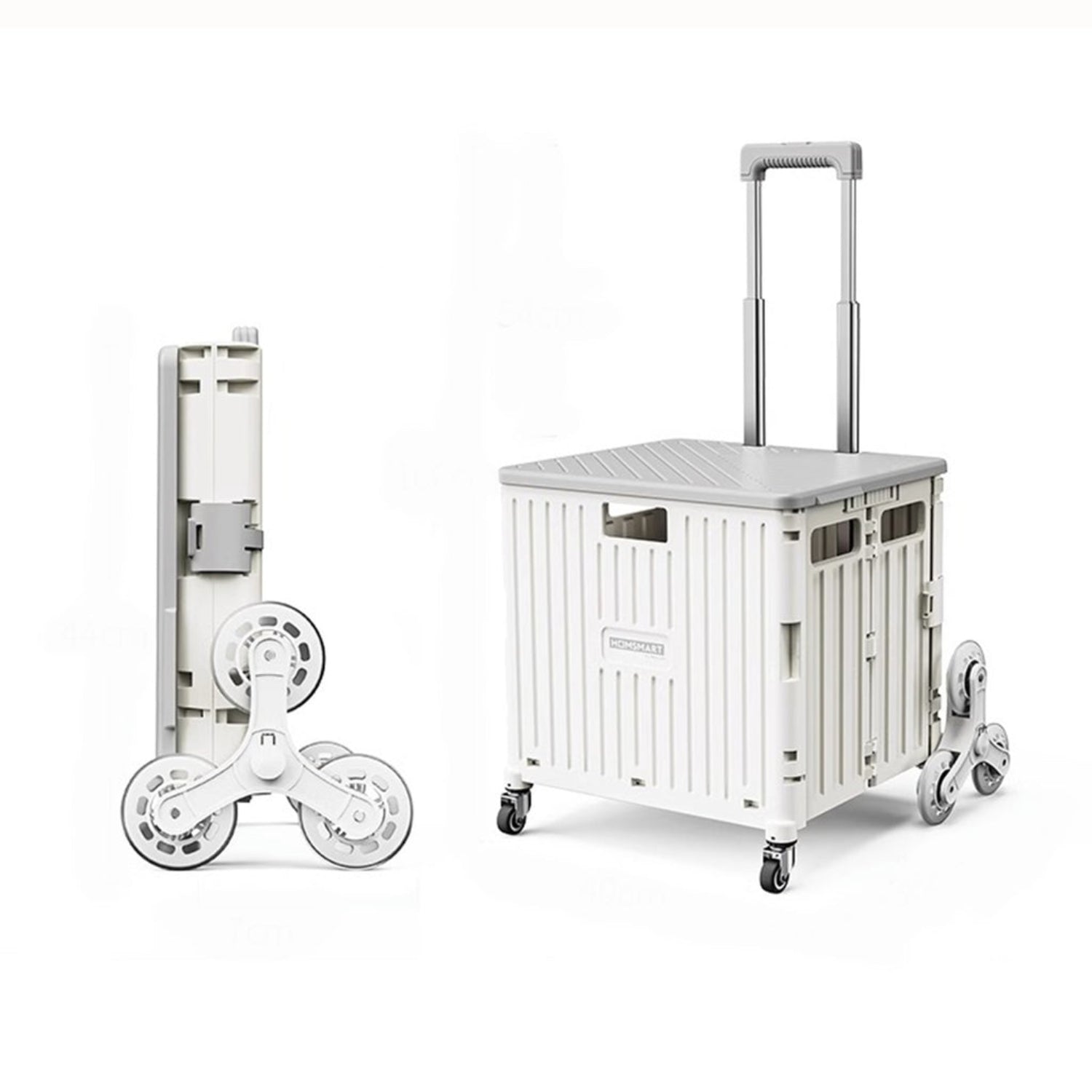 Viviendo 65L Foldable Shopping Trolley Cart Portable Grocery Basket Climbing Wheel with Top Cover