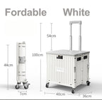 Viviendo 65L Foldable Shopping Trolley Cart Portable Grocery Basket Rolling Wheel with Top Cover