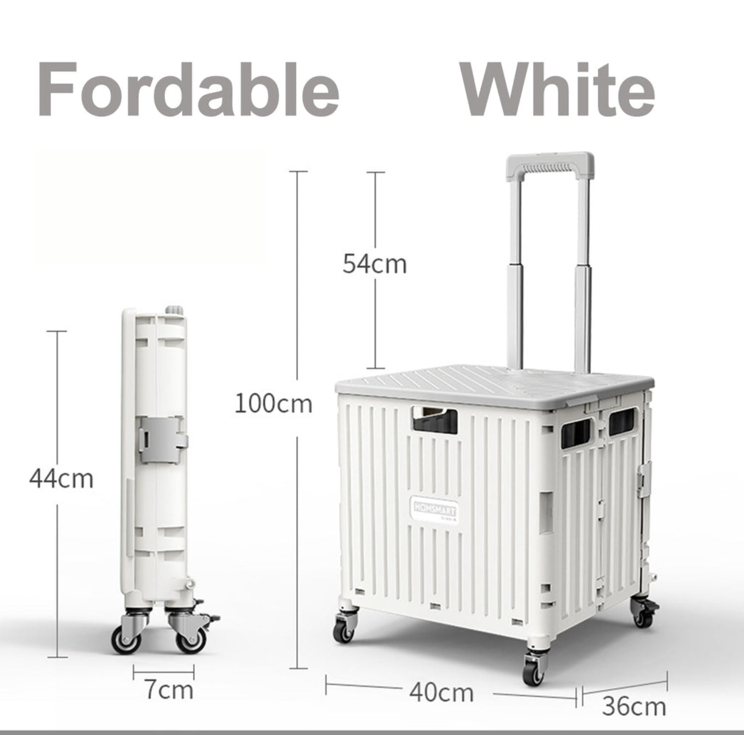 Viviendo 65L Foldable Shopping Trolley Cart Portable Grocery Basket Rolling Wheel with Top Cover