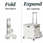 Viviendo 65L Foldable Shopping Trolley Cart Portable Grocery Basket Climbing Wheel with Top Cover