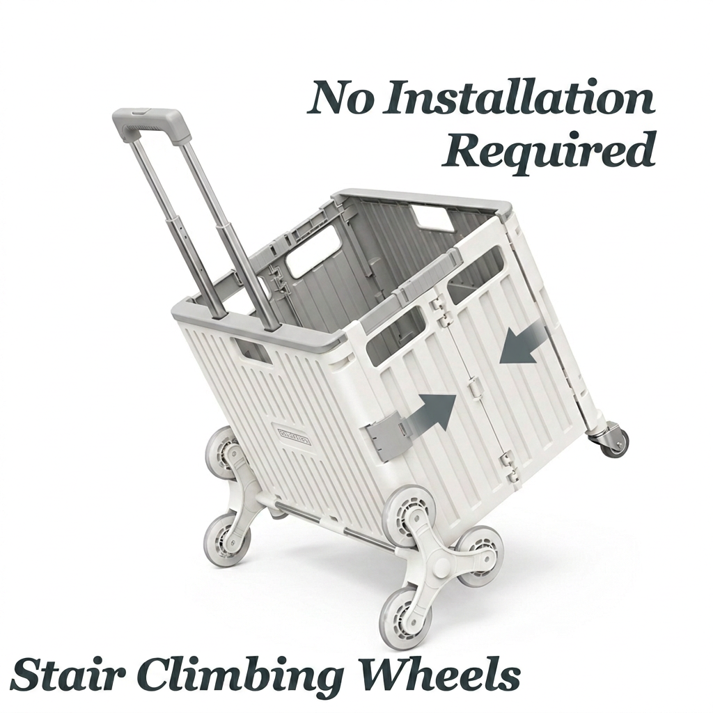 Viviendo 65L Foldable Shopping Trolley Cart Portable Grocery Basket Climbing Wheel with Top Cover