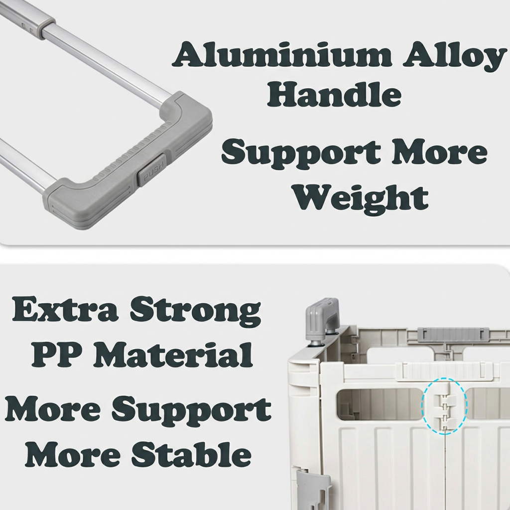 Viviendo 65L Foldable Shopping Trolley Cart Portable Grocery Basket Climbing Wheel with Top Cover