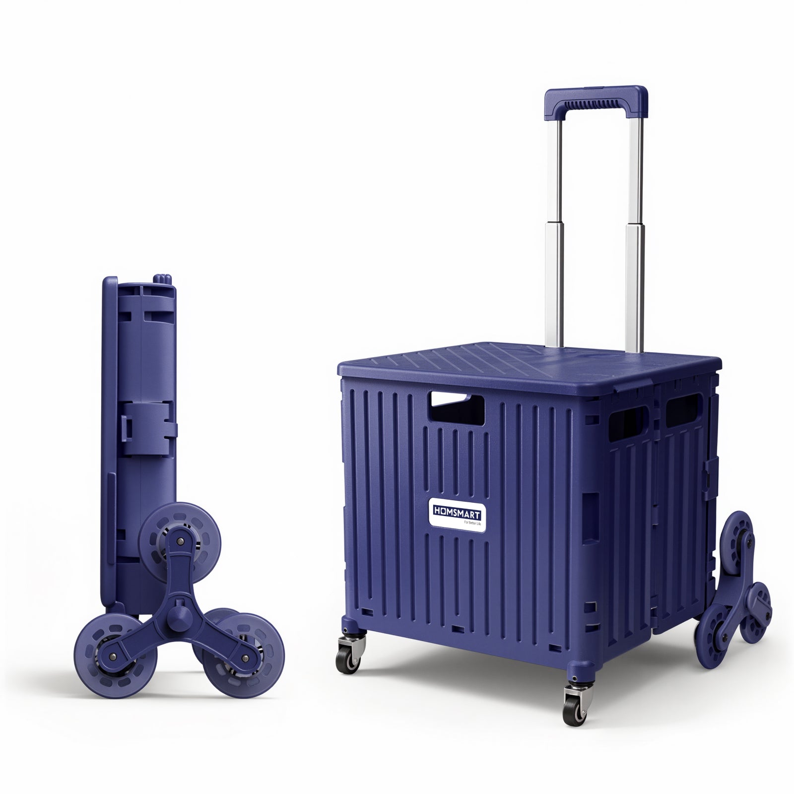 Viviendo 65L Foldable Shopping Trolley Cart - Purple / Side Cover + Window