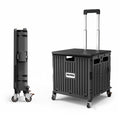 Viviendo 65L Foldable Shopping Trolley Cart - Black / Rolling Wheels