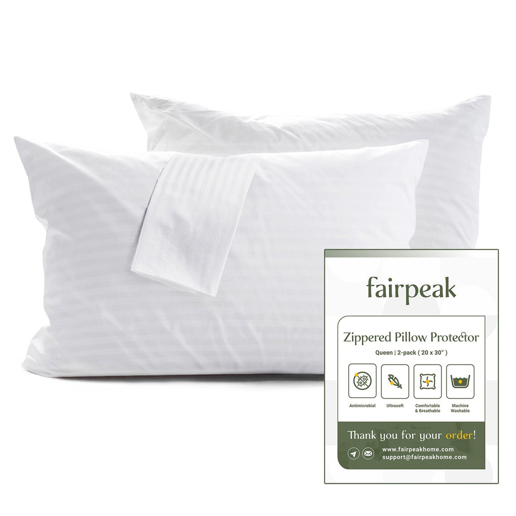 Fairpeak Pillow Protectors, Queen (20x30), 6 Pack, Zippered, Oeko-TEX, Hotel-Quality, Breathable, Machine Washable